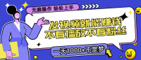 无脑操作，发视频就能赚钱	，不看播放不看粉丝，小白轻松上手，一天1000+不是梦